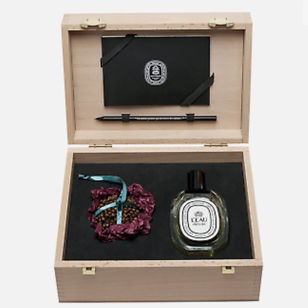 Diptyque L’eau Eau De Toilette Set 100ml/3.4oz. *Rare* With Wood Art Box